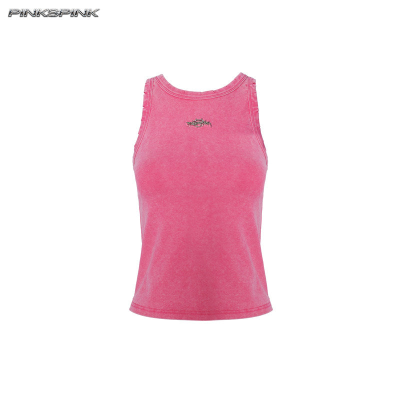 Metal Logo Stretch Tank Top – Washed Sexy Y2K Hot Girl Fit