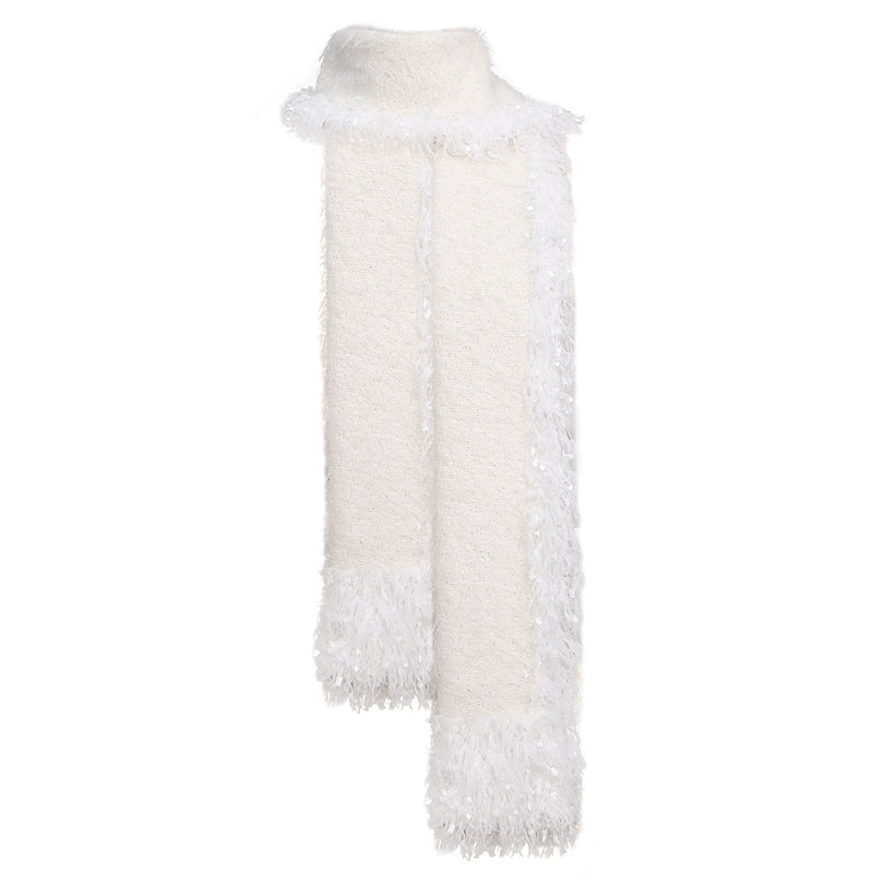 Half Cut Poetry Tassel Feather Round Neck Pullover