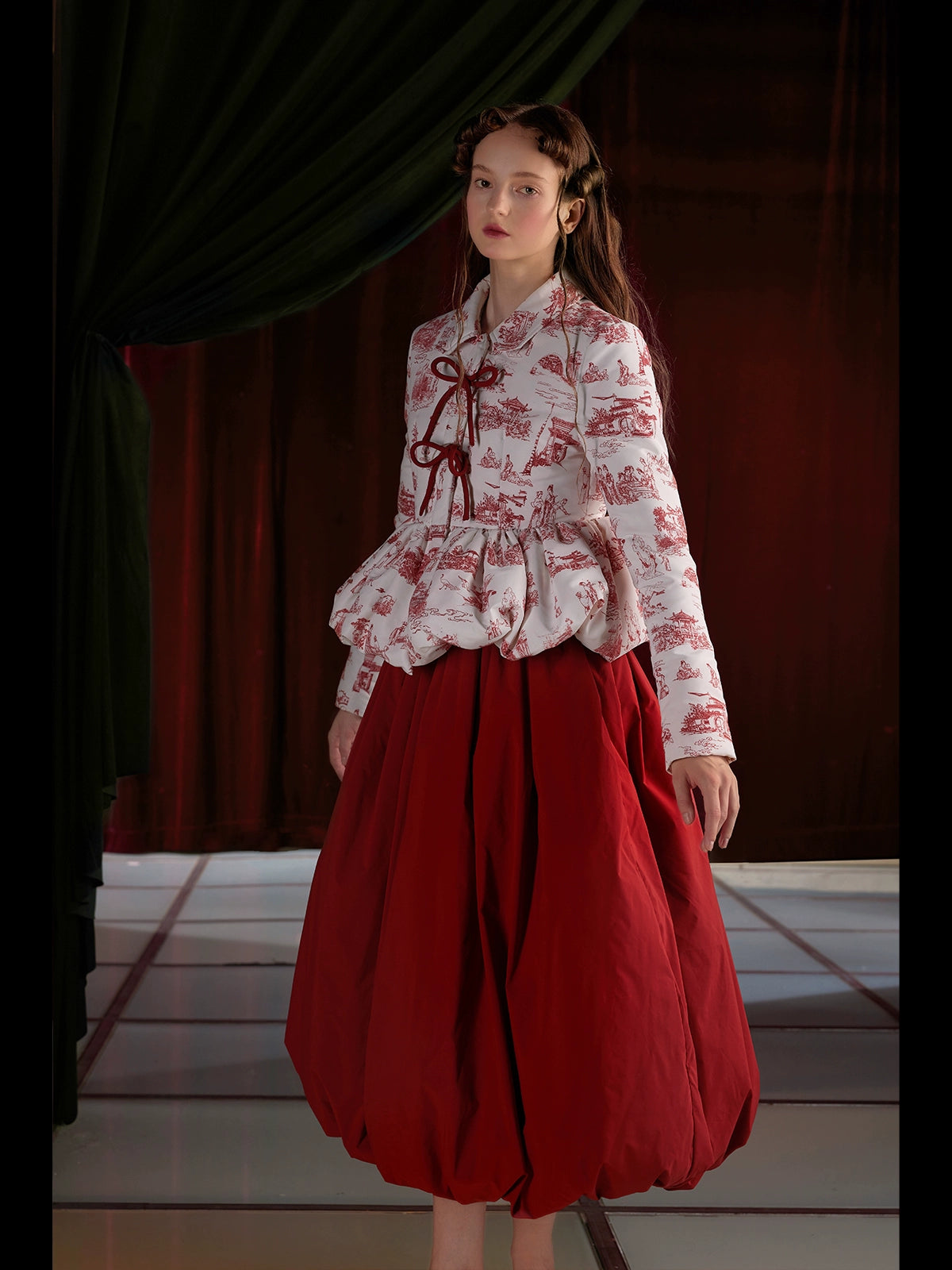 New Year Red Fluffy Cloud Down Half Skirt