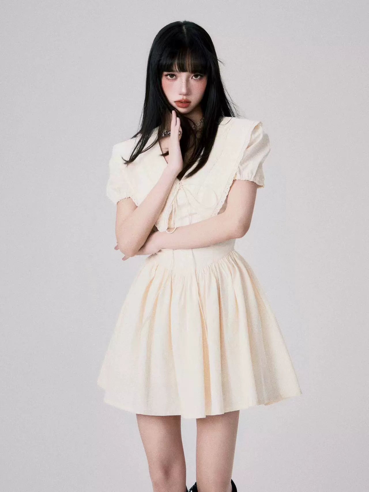 French Doll Neck Dress - Summer Puff Sleeve