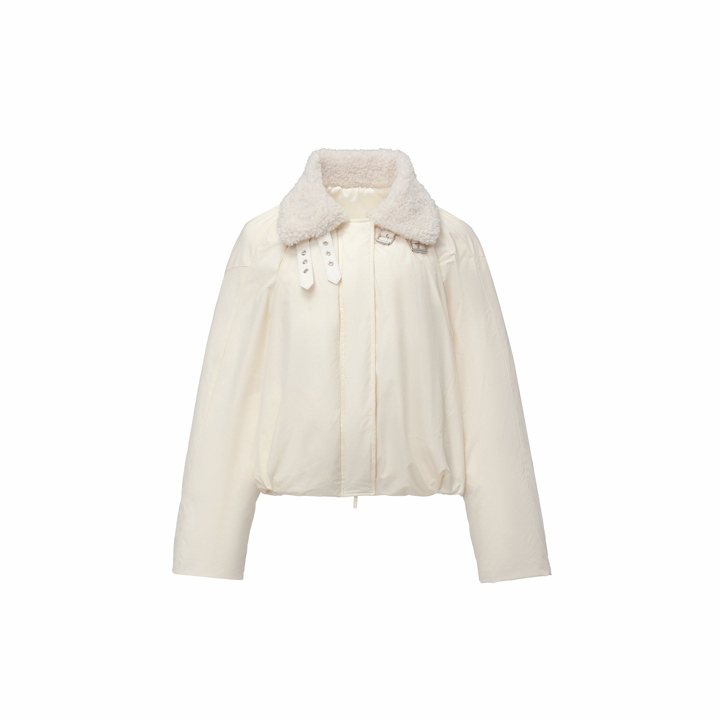 Belted Faux Shearling Puffer Jacket