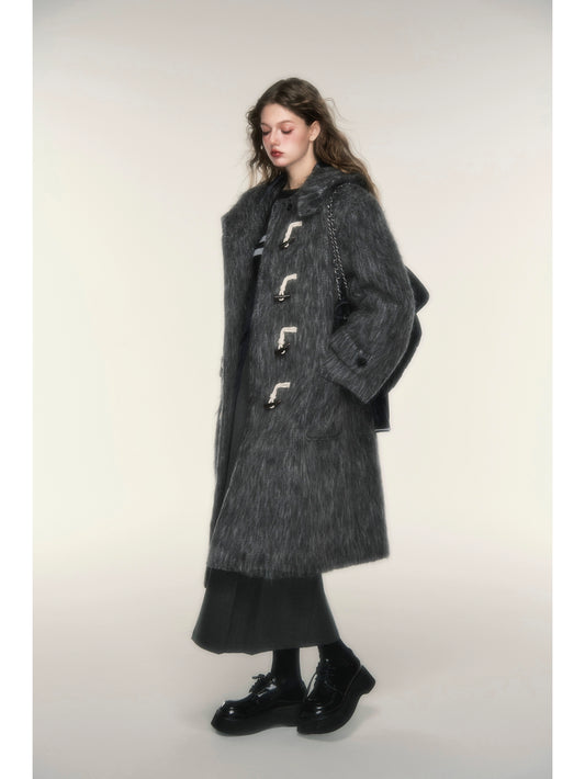Gray Lincoln Wool Horn Button Coat - College Style