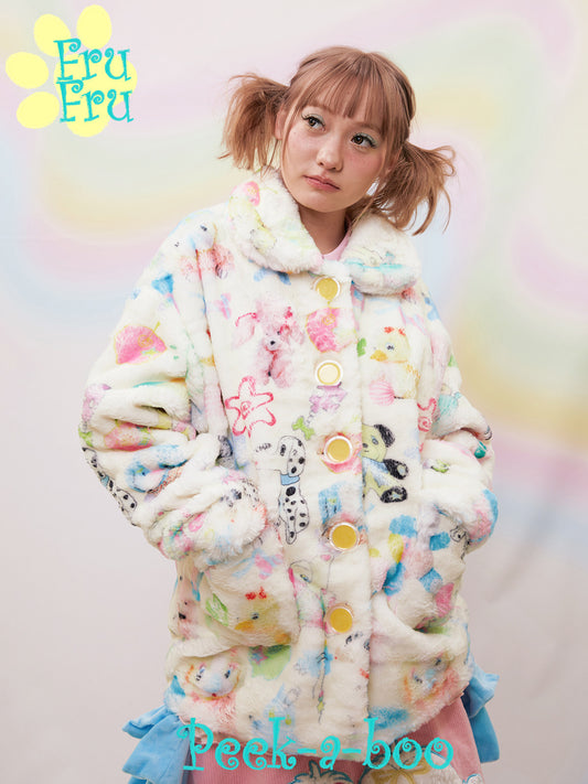 Printed Plush Winter Jacket | Dollhouse Cozy Coat