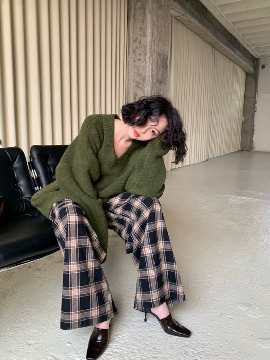 Morning Four Seasons Slim Check High-Waisted Casual Pants – Timeless Fit