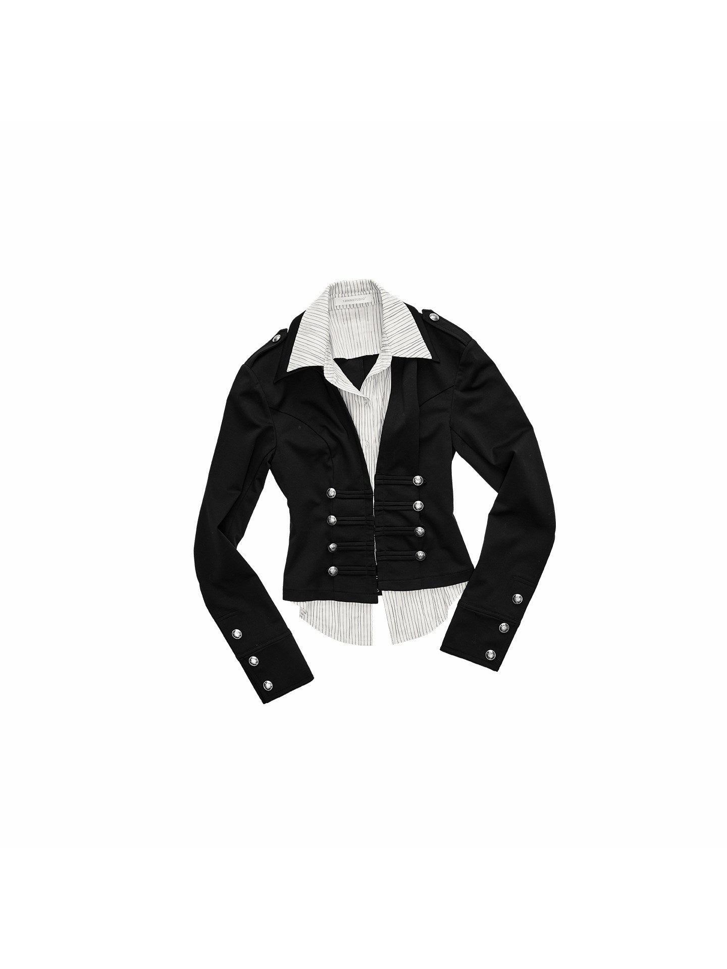 Double-Breasted Knit Layered Top