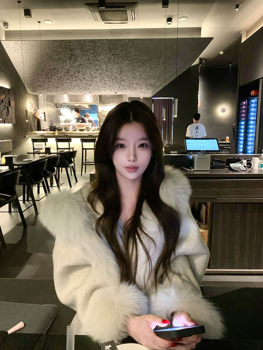 Petite Luxe Wool Coat – Gold-Tone Fox Fur Cashmere Jacket