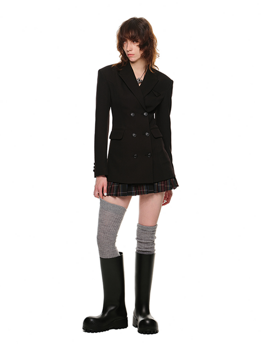 Double-Breasted Blazer & Skirt Set – Slim Fit Autumn Power Look