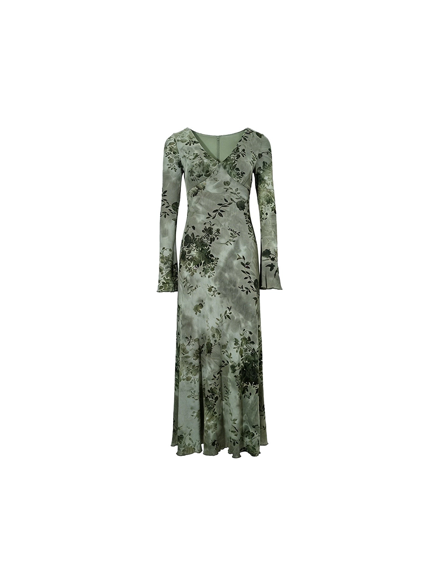 Deep Forest V-Neck Printed Maxi Dress