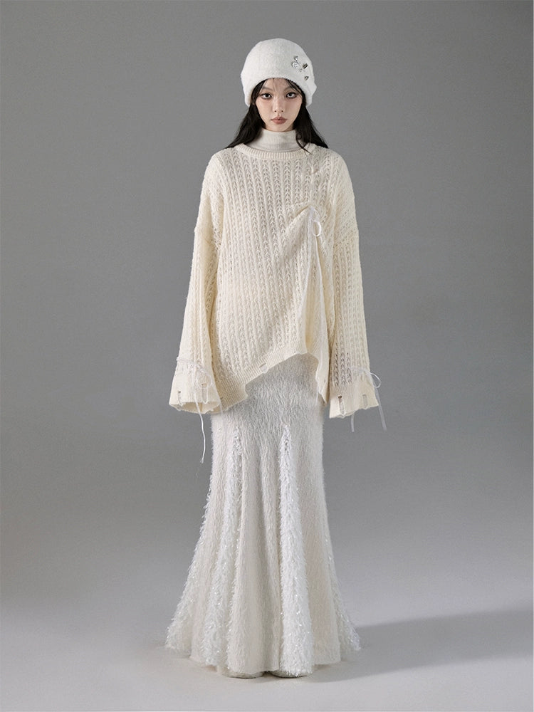 Salt Tea Far Mountain Mohai Hair Broken Hole Sweater