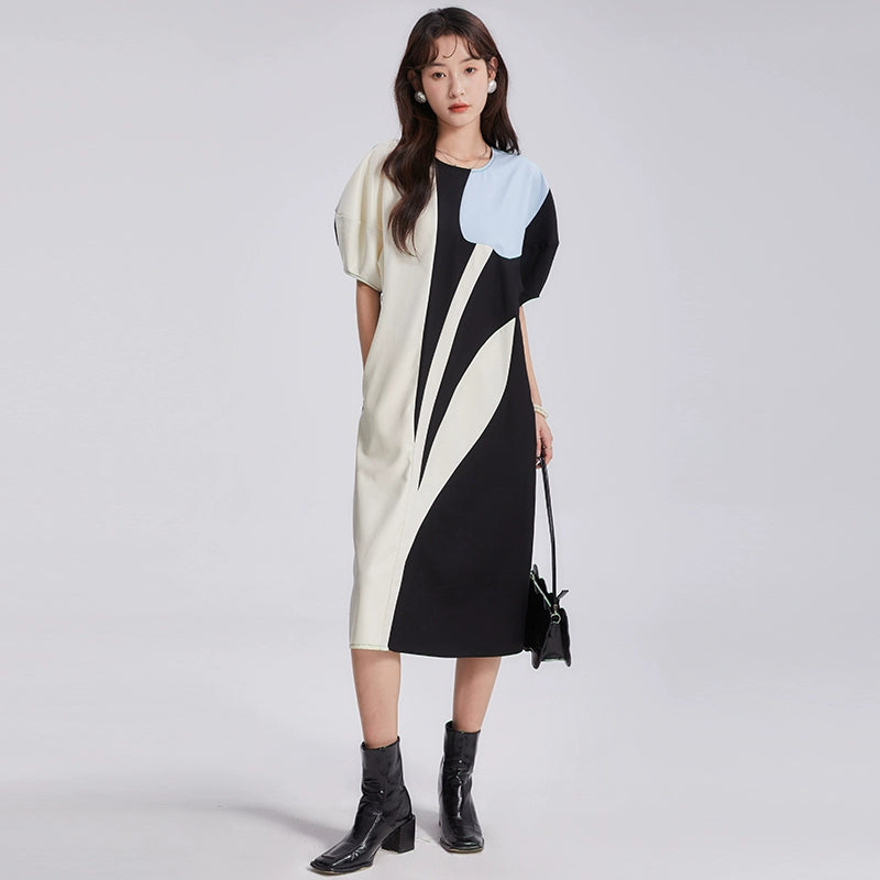 Eared uare Long Short Tulip Dress