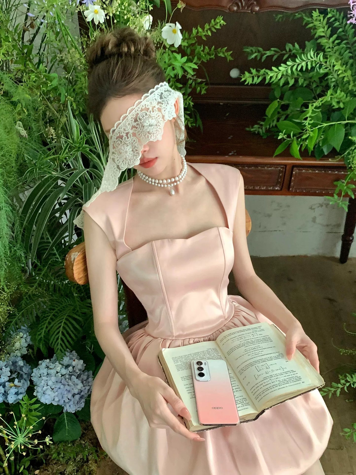 Pink Bud Tea Dress – French Sweetheart Backless Summer Gown