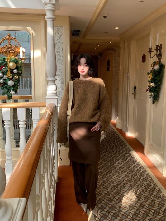 High-Waist Fake Two-Piece Slim Casual Culottes (Winter Look)