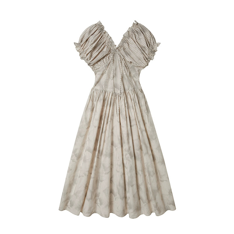 فستان قطني فضفاض بياقة V