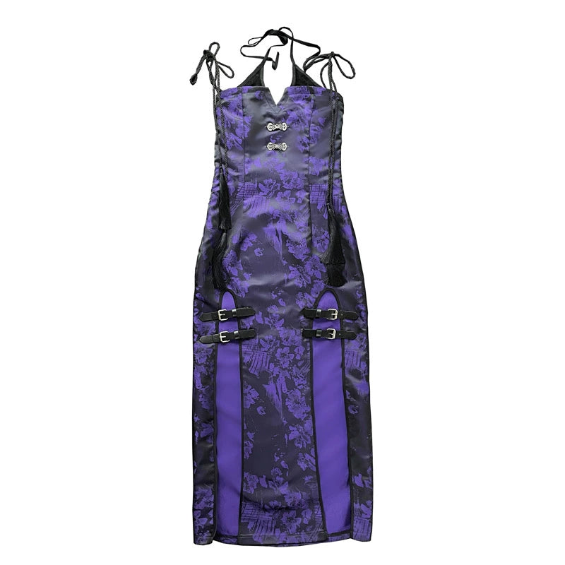 NIO Split Tassel Leather Long Dress