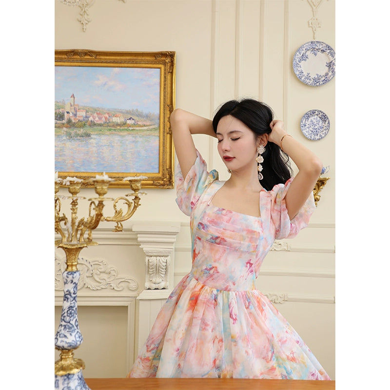 Afterglow Print Wrap Waist Dress