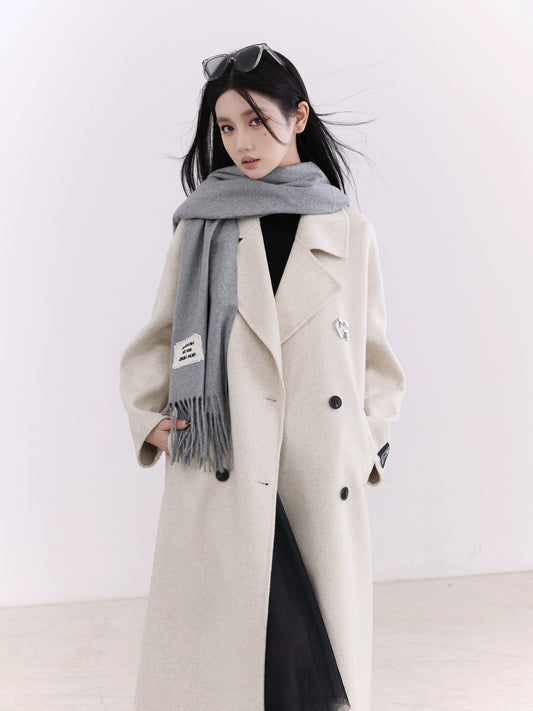 Soft Milk White Imitation Cashmere Shawl