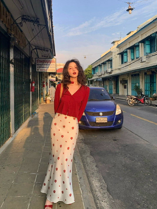 French Retro High-Waist Fishtail Skirt