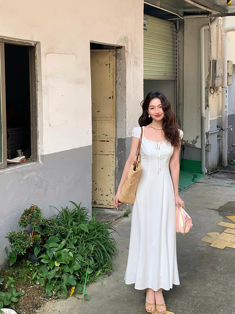 Embroidered Square Neck Dress