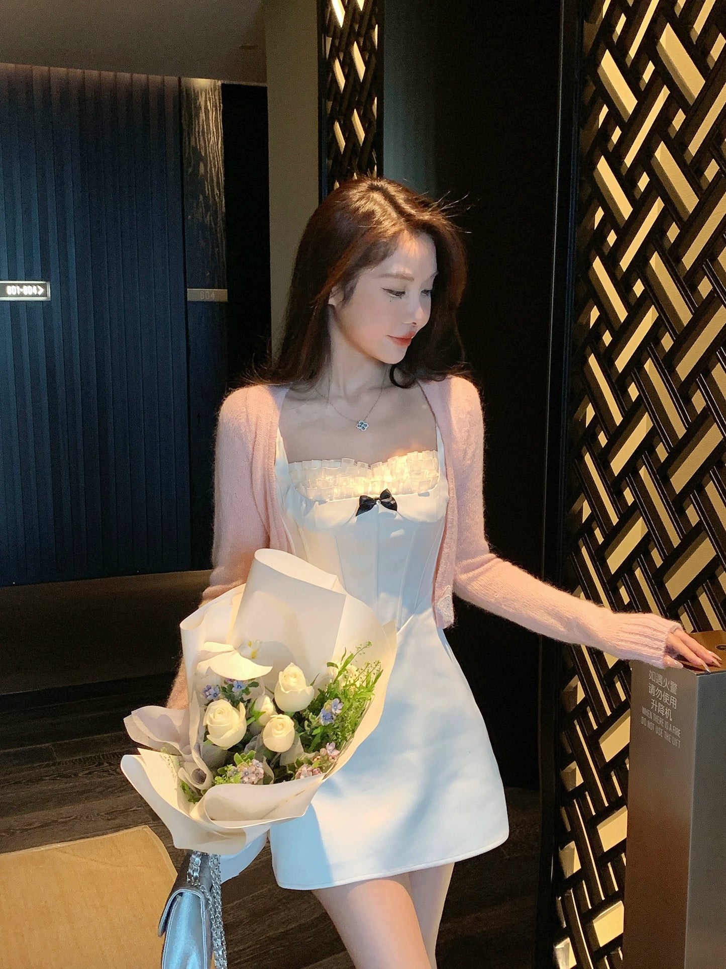 Gold Satin Pleated Dress by Swan