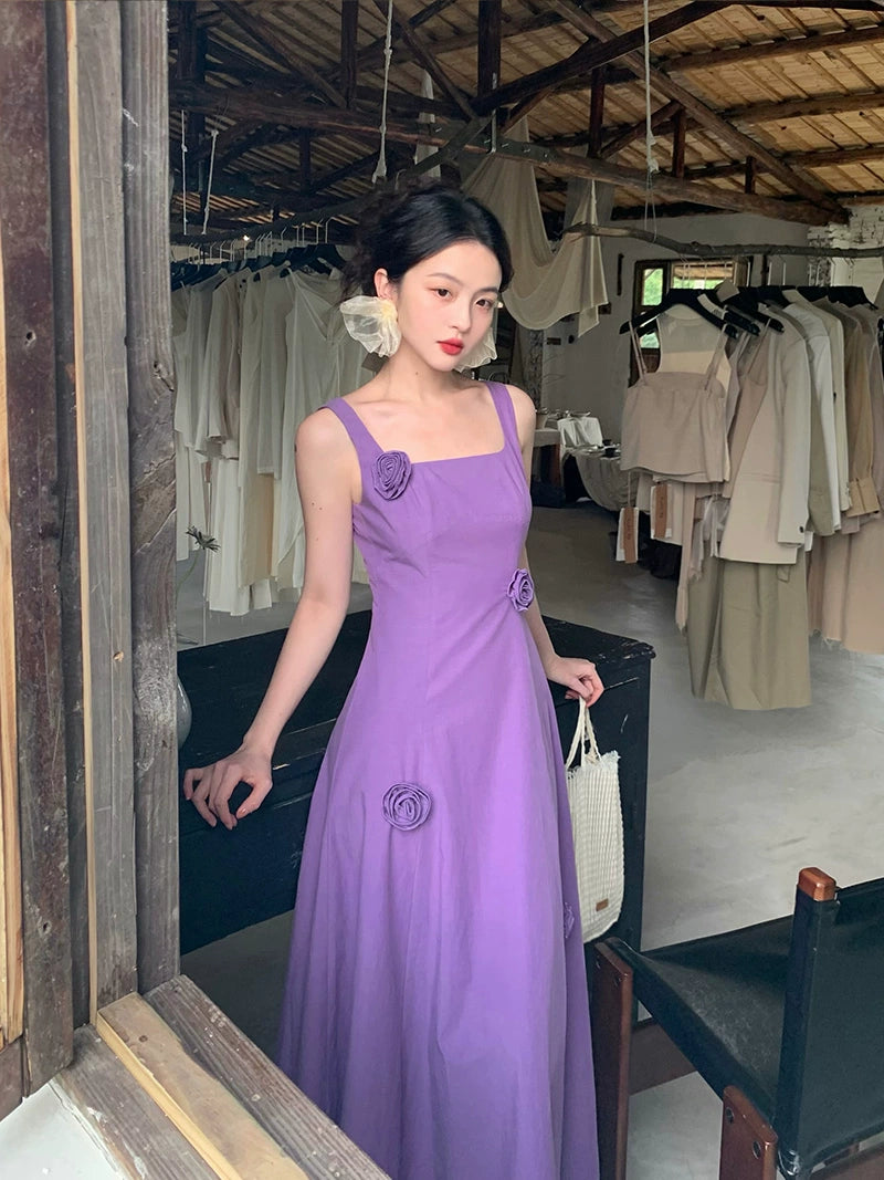 Square Neck Floral Slimming Dress