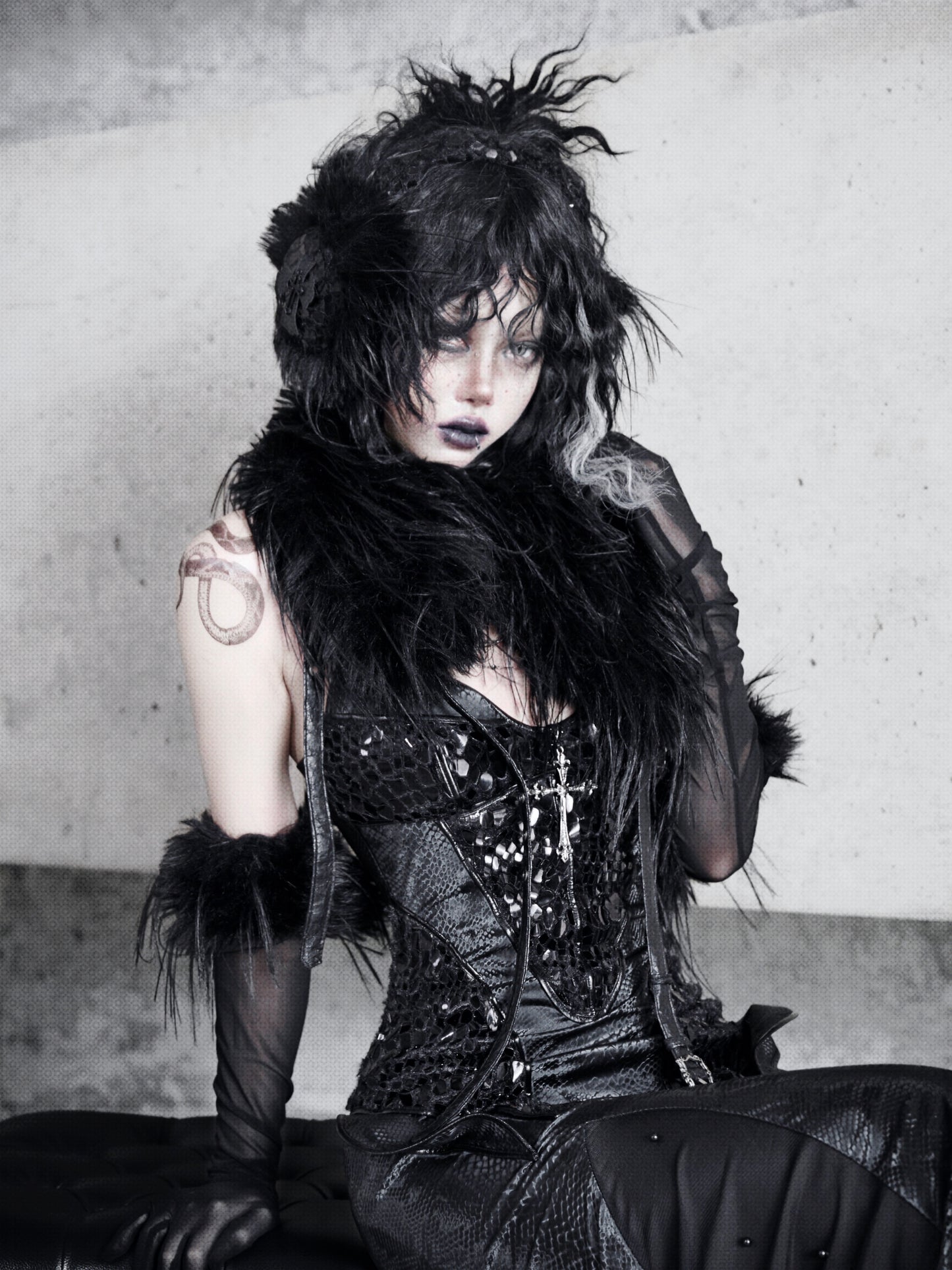 Shadow of the Snake Pupil Plump black fur shawl with a fur collar scarf for autumn and winter