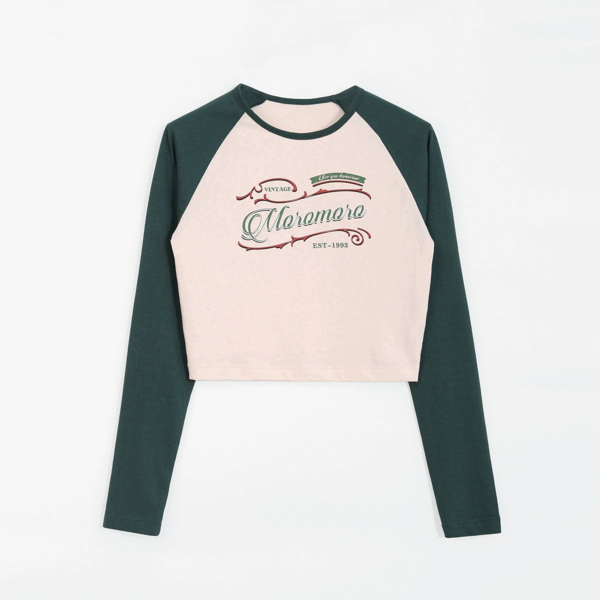 Contrast Raglan Sleeve Letter Print T-Shirt