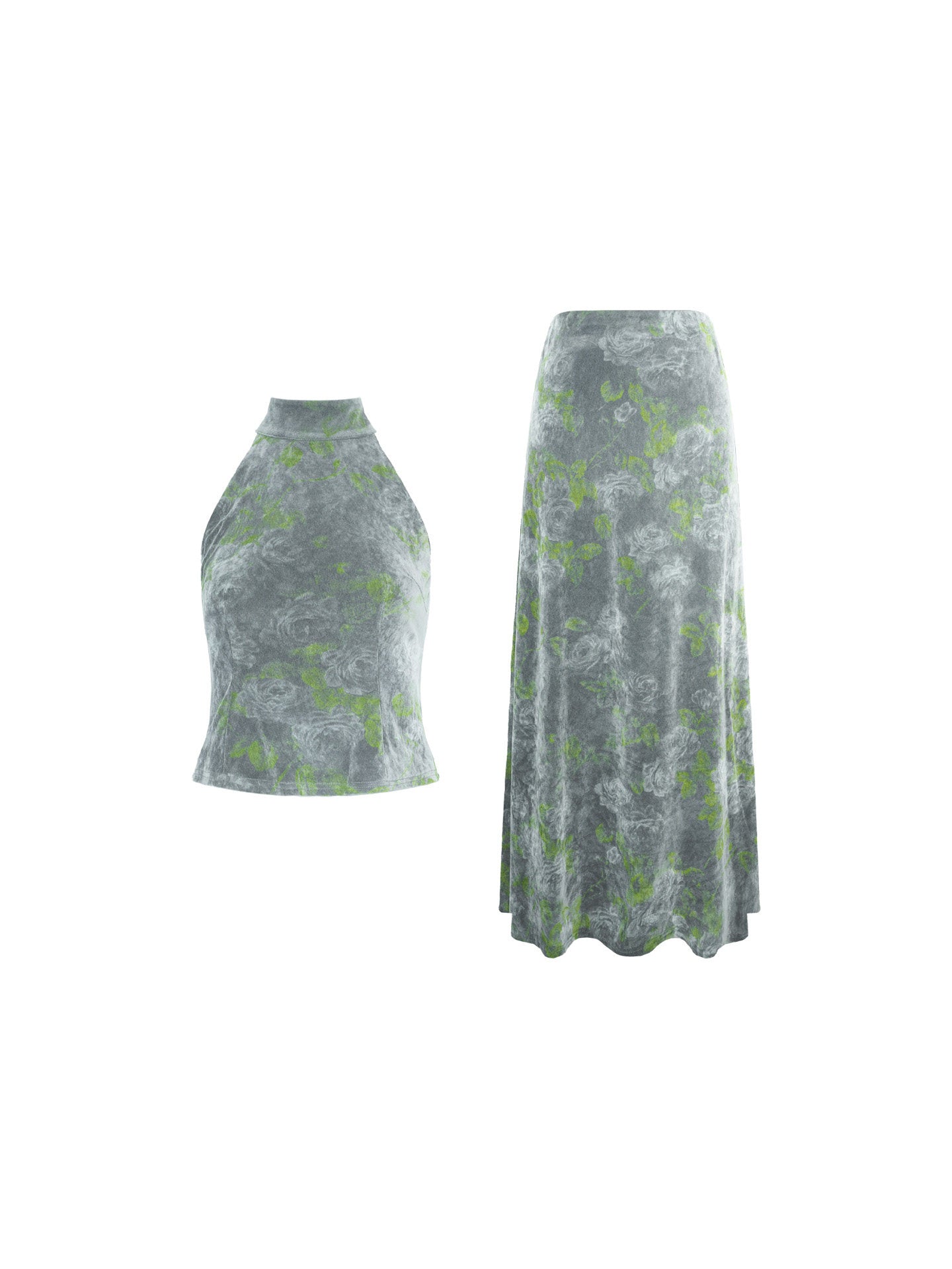 Flowers Sleepless Lace-Up Top & Skirt Set
