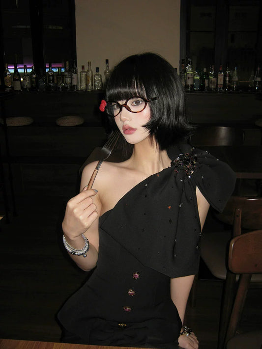 Black Diamond Bow Dress – Luxe Rich Daughter’s Party Gown