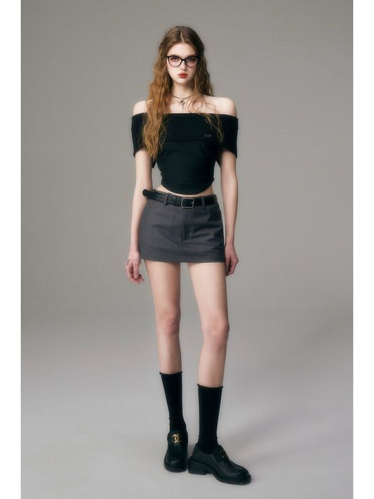 Grey Academy Style Pleated Mini Skirt