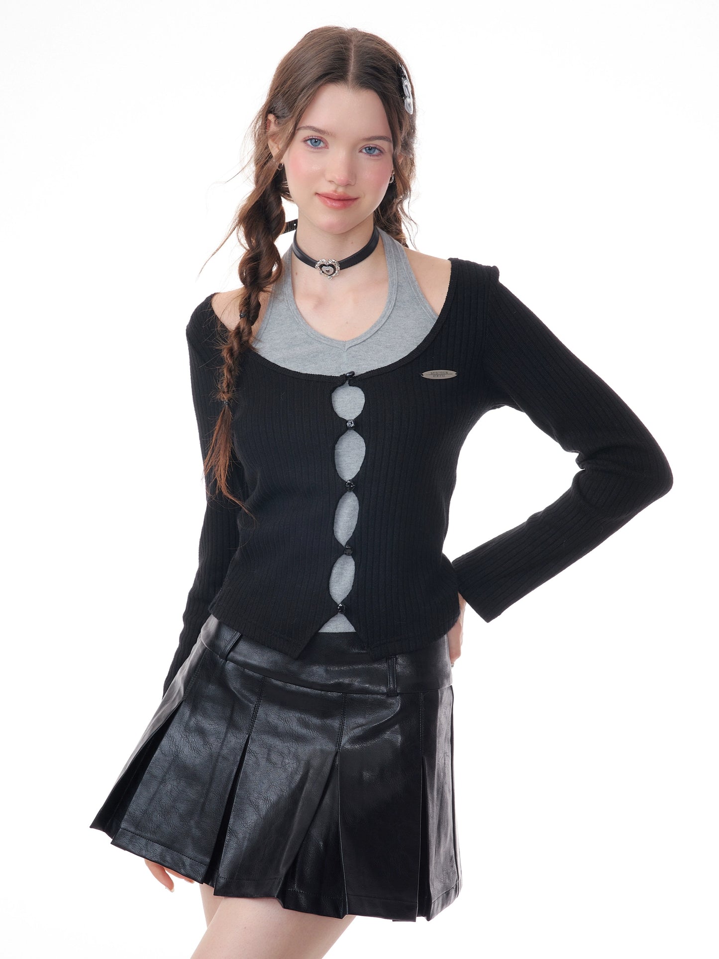 Maglione slim fit con colletto alla coreana senza schienale |. Design retrò a maniche lunghe per autunno/inverno