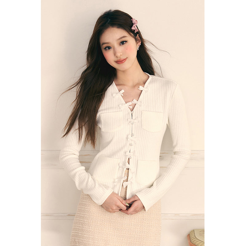 Beige Cardigan Knitted Coat