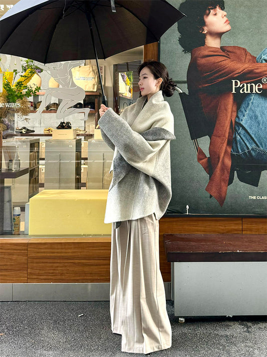 Gradient Cashmere Coat – Petite Shawl Cape with Timeless Luxury