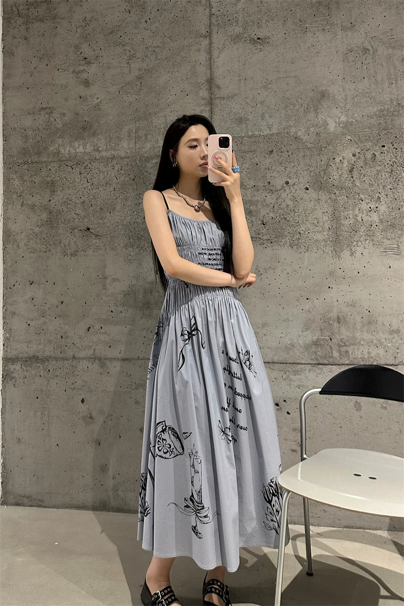 طباعة فستان الحمالة بلا أكمام