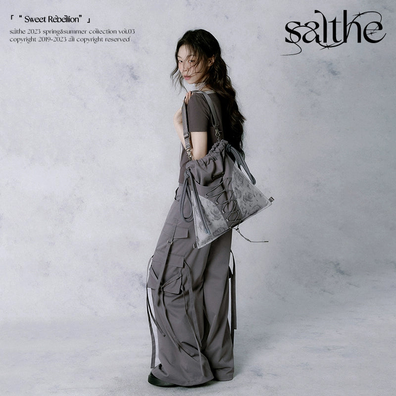 Rose Phantom Spliced Drawstring Backpack