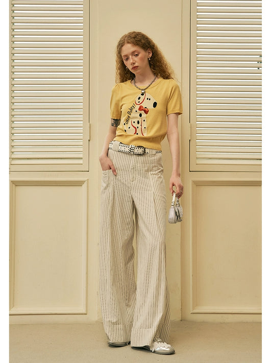 بنطال قطني بسيط بساق مستقيمة