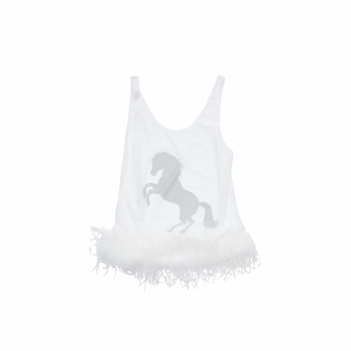 Ostrich Feather Mesh Tank Top