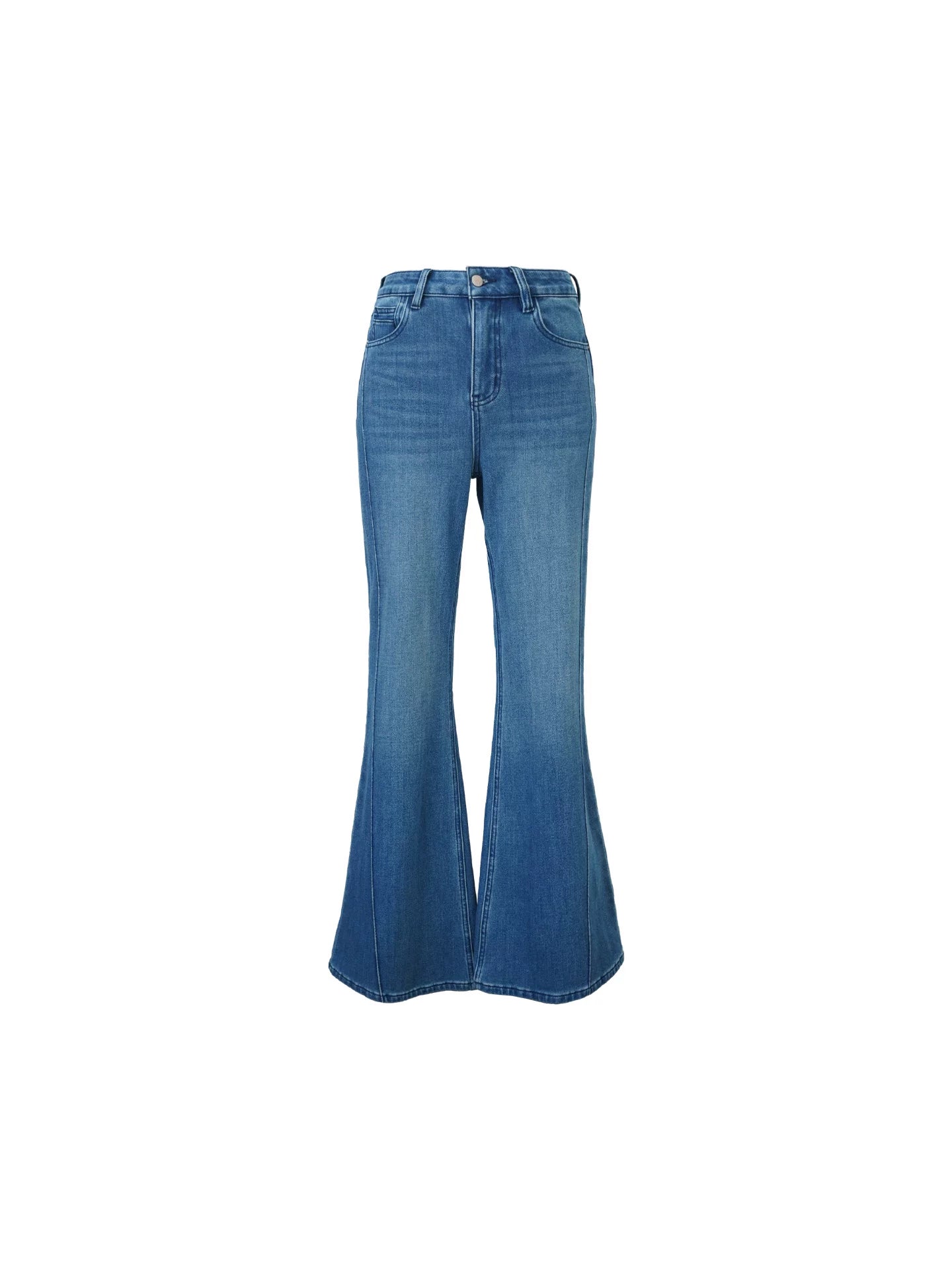 Wine afternoon elegant retro 2025 winter new high-waisted fleece thickened slim jeans bootcut pants floor-length pants for women