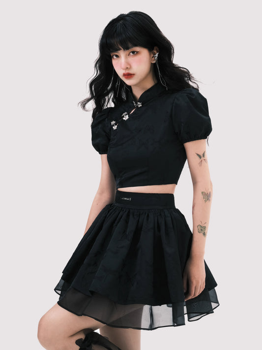 Chinese Style Butterfly Sleeve Set Skirt