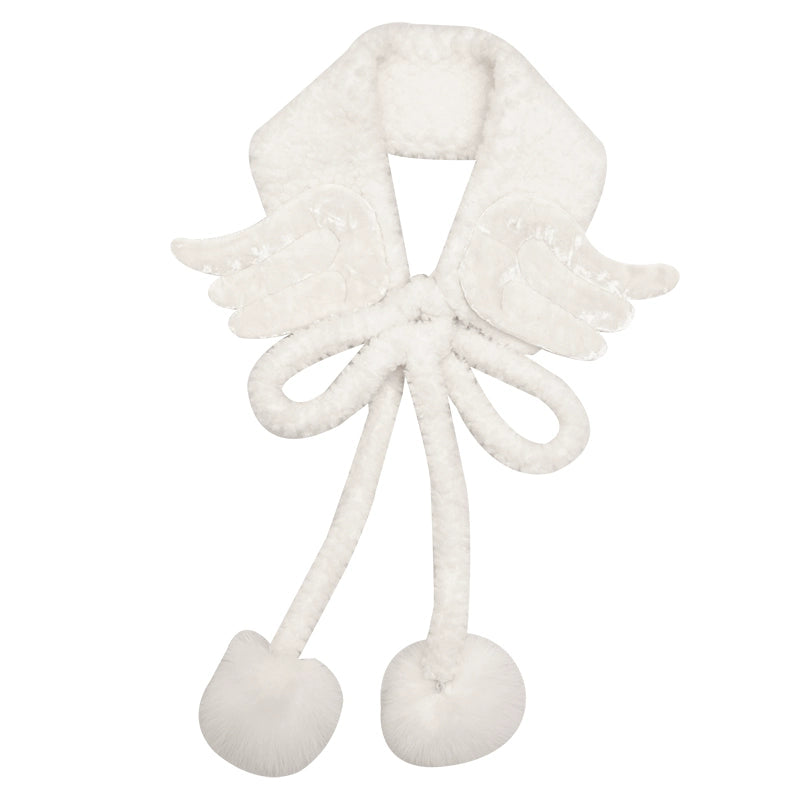 Angel wings scarf bow warm earmuffs