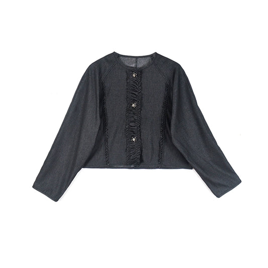 데님 다이아몬드 버클 코트