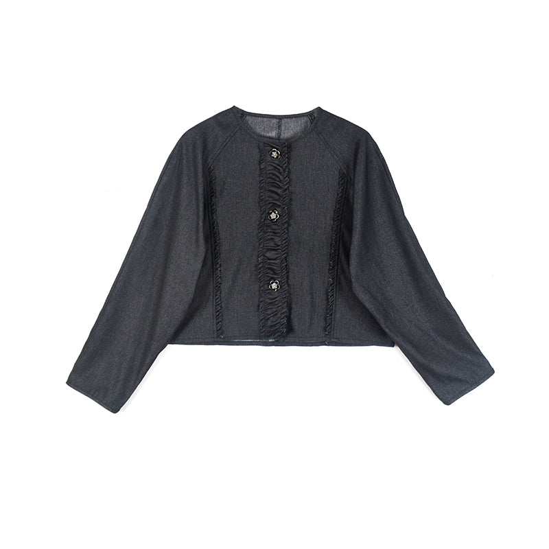 데님 다이아몬드 버클 코트