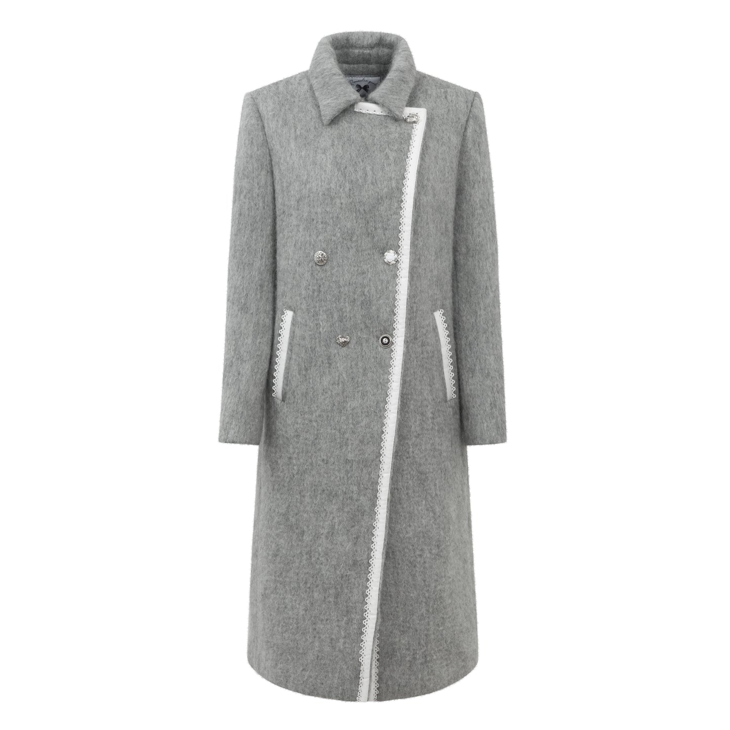 Wool White/Grey Long Coat