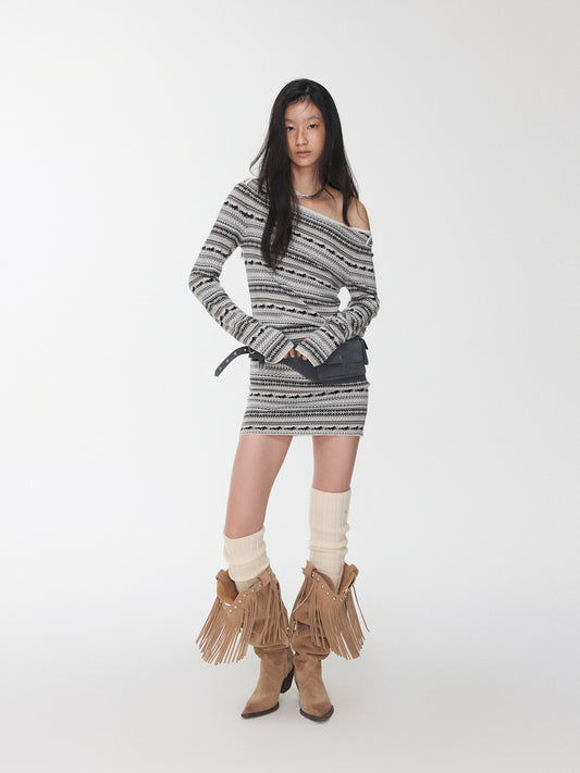Fair Isle Jacquard Knit Dress