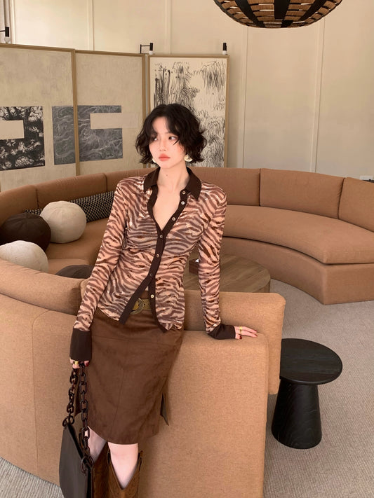 Warm Coffee Time Suede High-Waisted Bodycon Skirt – Hong Kong Retro