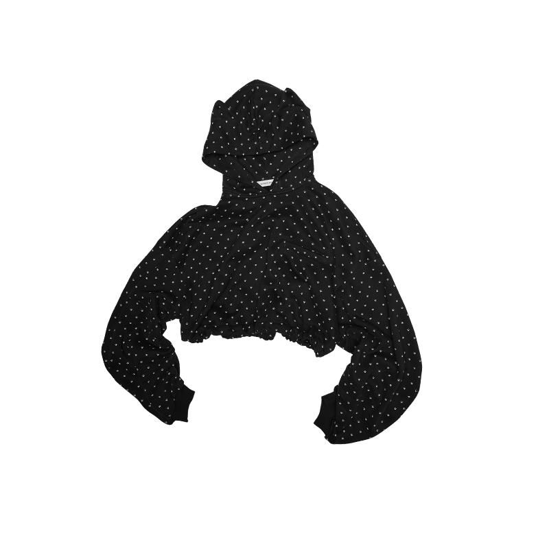 Cat Ear Cropped Hoodie – Heavyweight Polka Dot Fleece Crop Top