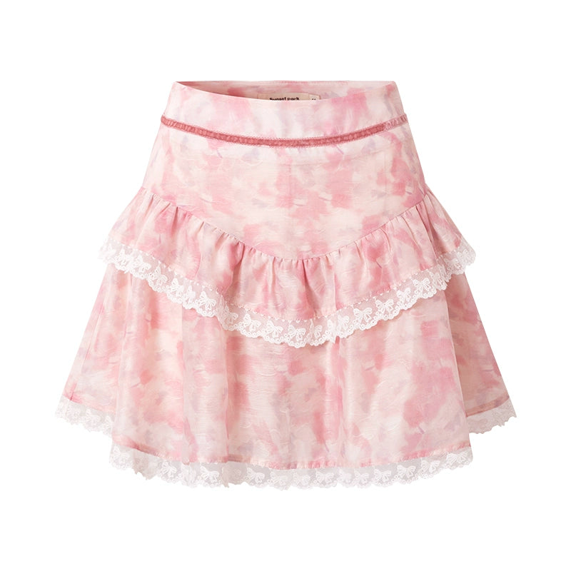 Pink Ruffled Cake Skirt Set