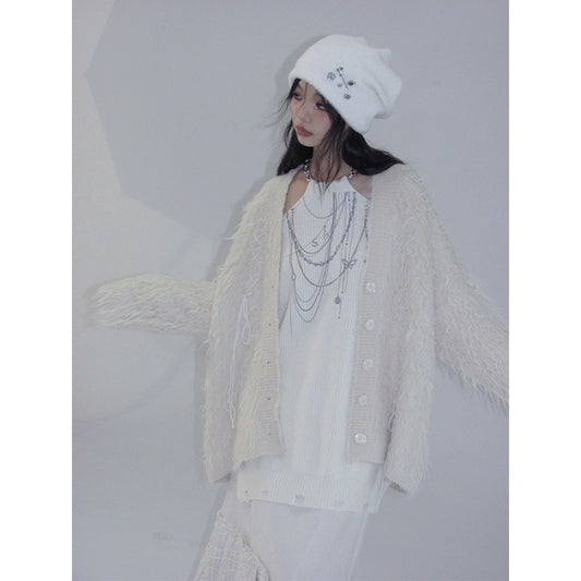 Floating Cloud Roll Knitted Cardigan Coat - Autumn