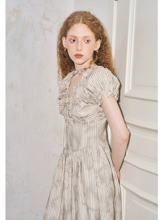 فستان قطني فضفاض بياقة V