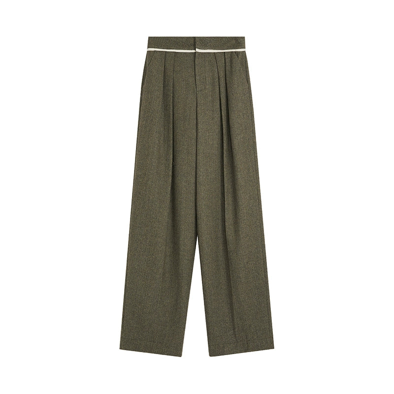 Wool Pleated Casual Pants