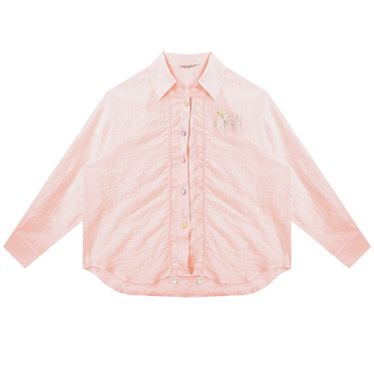 Chemise de protection solaire ample à manches longues | Haut léger rétro d’été haut de gamme